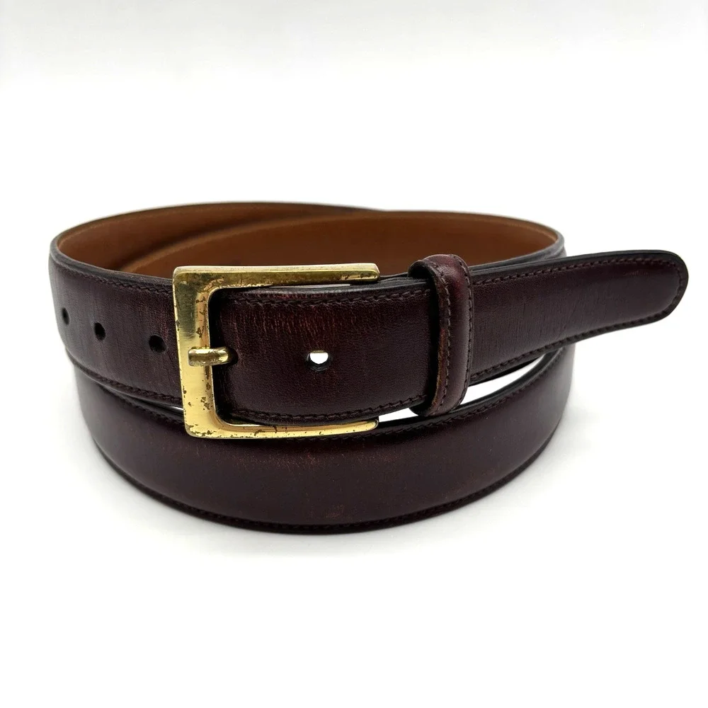 Vintage Trafalgar 1713 Cortina Oxblood Leather Bass Buckle Belt 36 Handmade USA